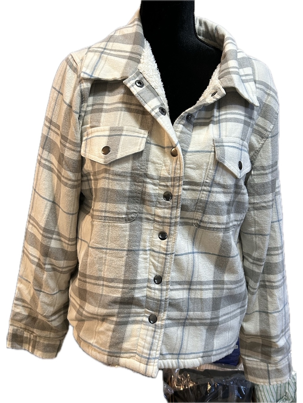 Lucky Brand Women's Medium Plaid Sherpa Lined Cotton Jacket